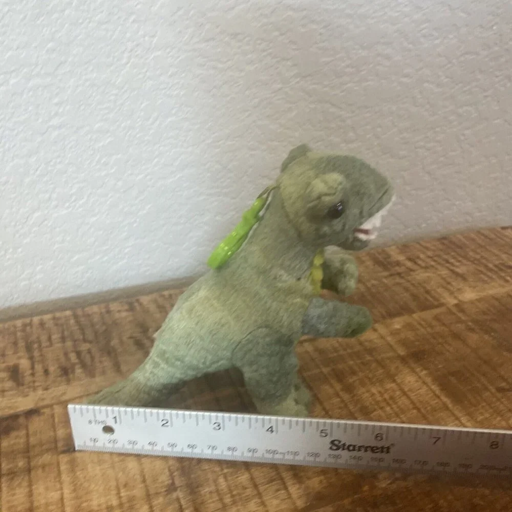 T Rex Dinosaur Backpack Clip Green Soft Plush Stuffed Animal Kids Toy